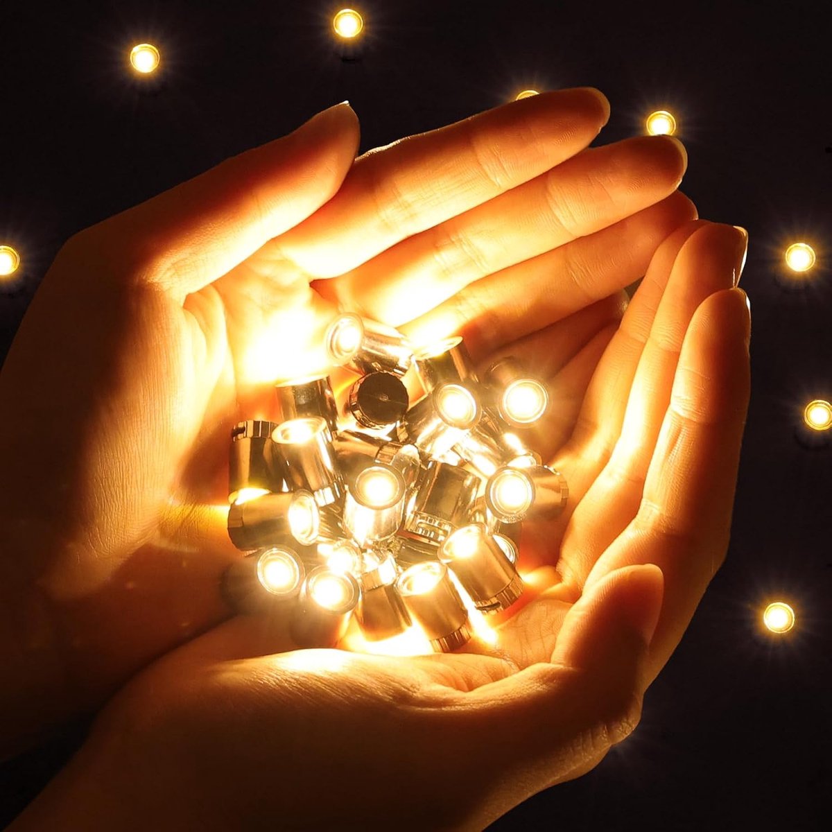30 stuks mini-ledlampen, werkt op batterijen, warmwit, led-decoratie voor model | Mini-ledverlichting, buiten goud, decoratie poppenhuis, bouwstenen