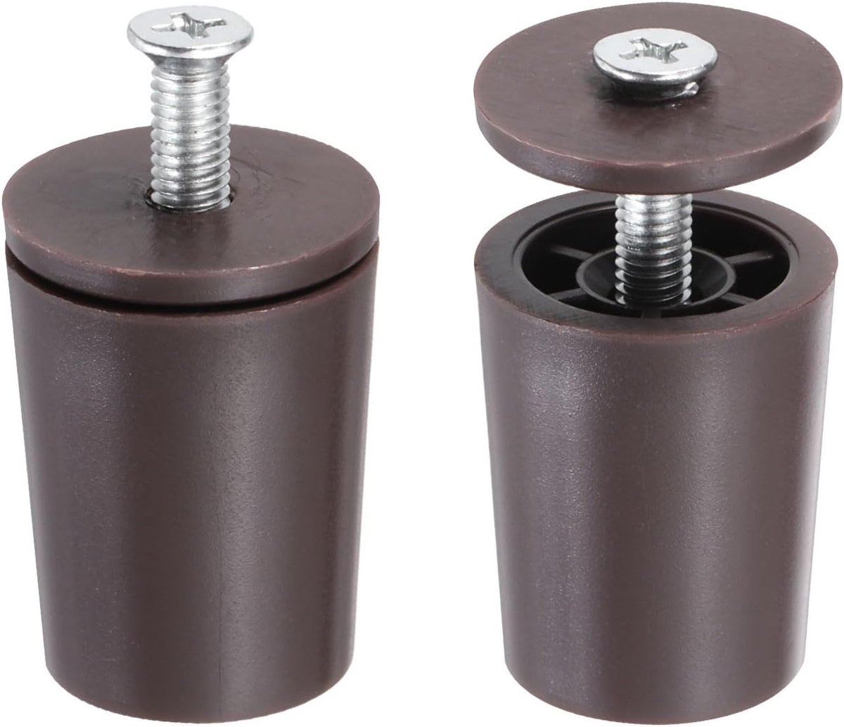 2 stuks houders voor rolluiken, van kunststof, 28 mm, met sluitringen en schroeven voor rolluiken en lamellen, bruin