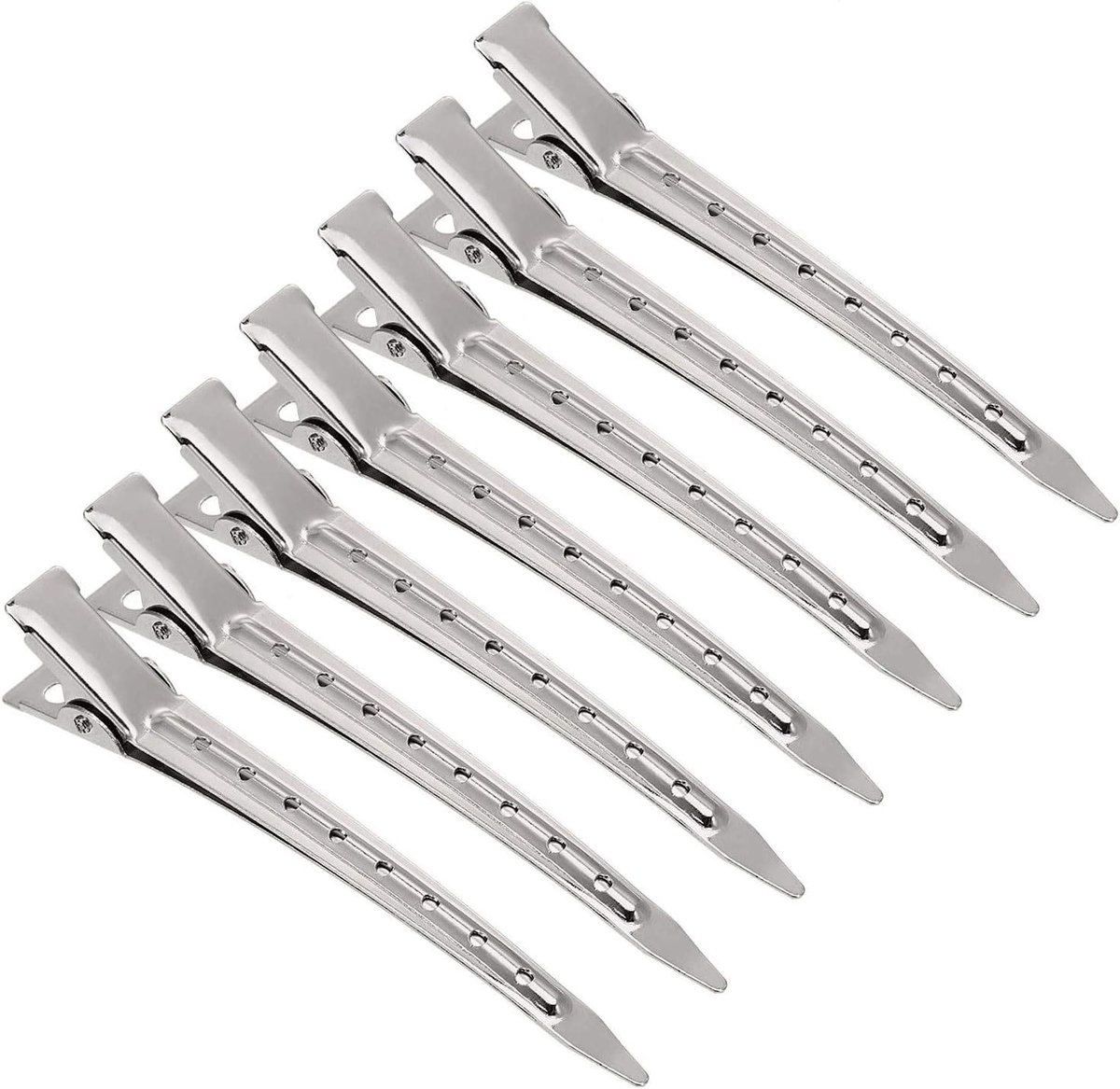 12 stuks krokodillenhaarclips, metalen alligatorhaarspelden, professionele haarspelden, tanden voor vrouwen en meisjes, doe-het-zelf, handwerk, haarspelden - zilver