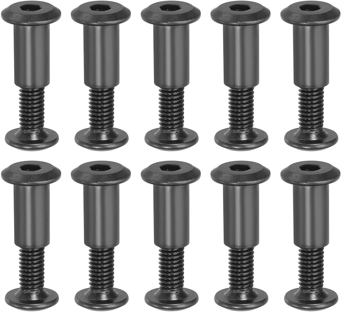Chicago Zeskantschroeven, M6 x 16 mm, 20 sets schroeven, binschroeven, zeskantverbinding met moer, voor meubelreparatie, album, leer, fotoriem, zwart