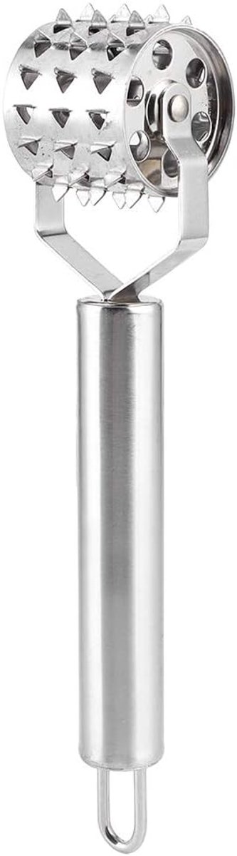 Staal vleesvermalser roller biefstuk kip hamer hamer keuken tool met ergonomisch handvat voor mals biefstuk rundvlees 21x4x4cm zilver