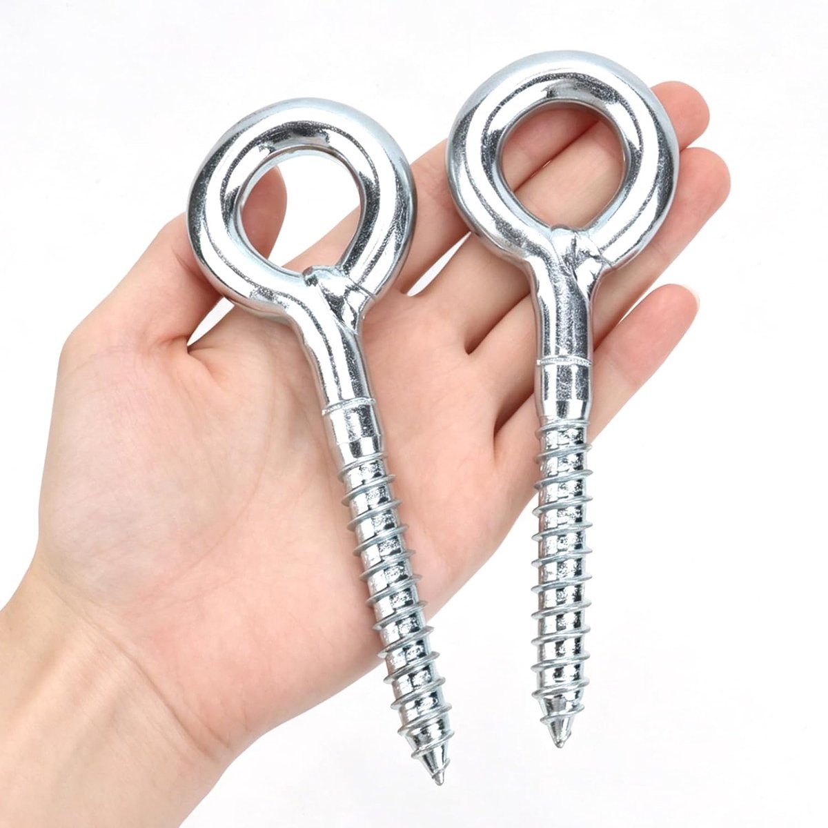 M12 x 90, 2 stuks lange ringschroeven, steigerstokken, oogschroef heavy duty, schroefogen galvanisch verzinkt voor het bevestigen van steigers, hangmatten, luifels, vaste kabels