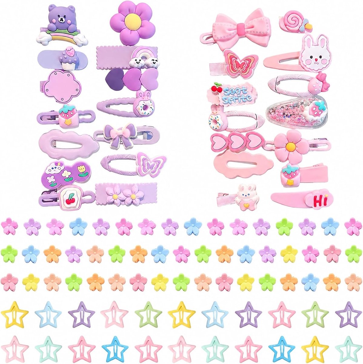 Haarspelden Meisjes, 100 Stuks Schattige Haaraccessoires voor Meisjes, Mini Haarjuwelen voor Kleine Meisjes, Kinderen, Tieners, Verschillende Patronen