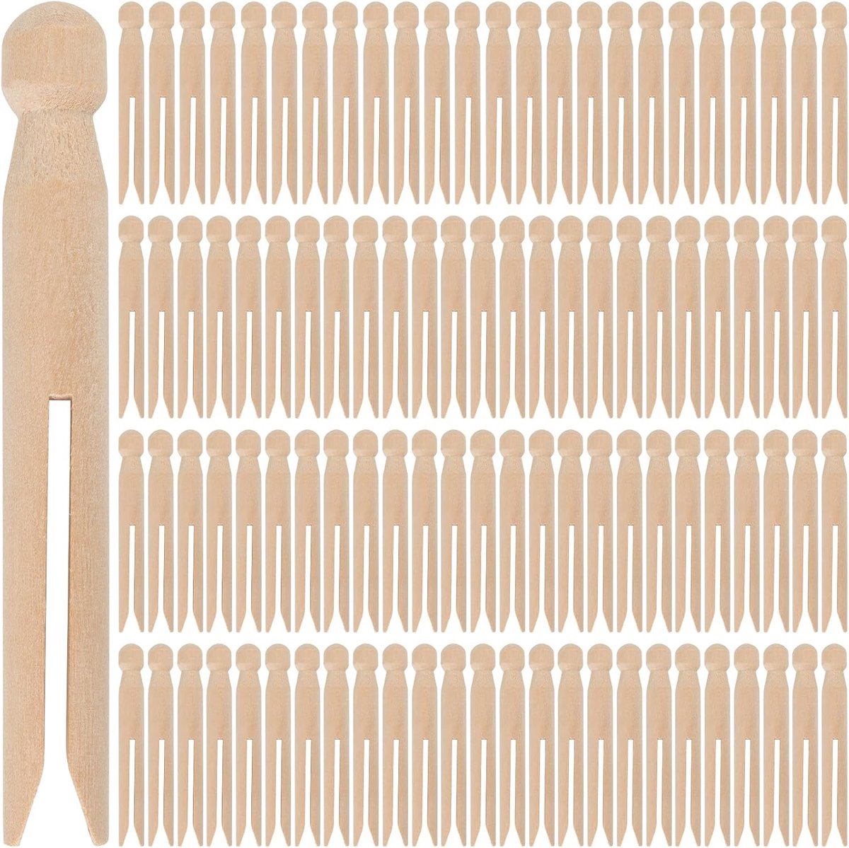 Wasknijpers, hout, 11 cm, ronde kop, klemmen, hout, stormklemmen voor waslijn, poppenproductie en doe-het-zelf, wasknijpers om op te hangen