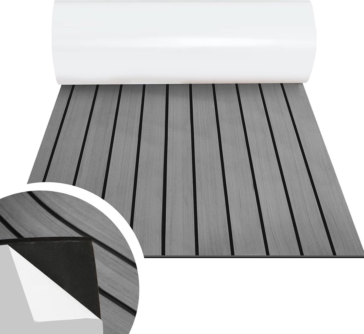 Vloerbedekking van teakhout schuimrubber dekbeslag 240 x 60 cm zelfklevend antislip mat voor boten jachten marine Grijs
