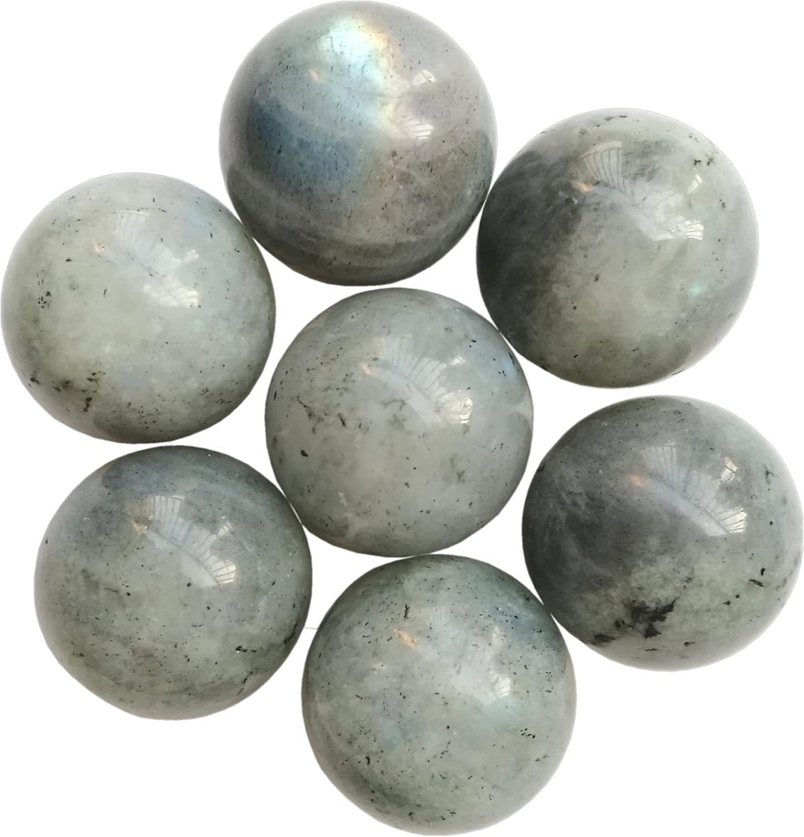 7 stuks natuurlijke maansteen kristallen bal set, 20 mm Feng Shui Chakra Aura Home Desk decoratieve collectie