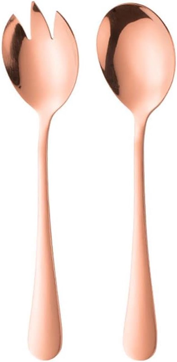 20 cm saladebestekset, slalepel, vork, set, salademixen, vork, lepel, slavork en opscheplepel, set voor keuken, eetkamer, roestvrij staal, slalepel en roestvrij staal, slavork, 2 stuks