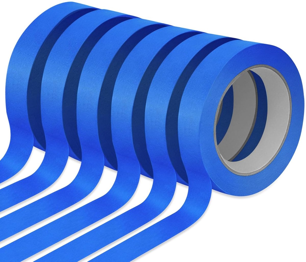 Afplakband voor meerdere oppervlakken, 6 rollen, 24 mm x 50 m, blauwe schildertape, multifunctionele tape voor strakke lijnen, decoratie, schilderen, afplakband en schildertape
