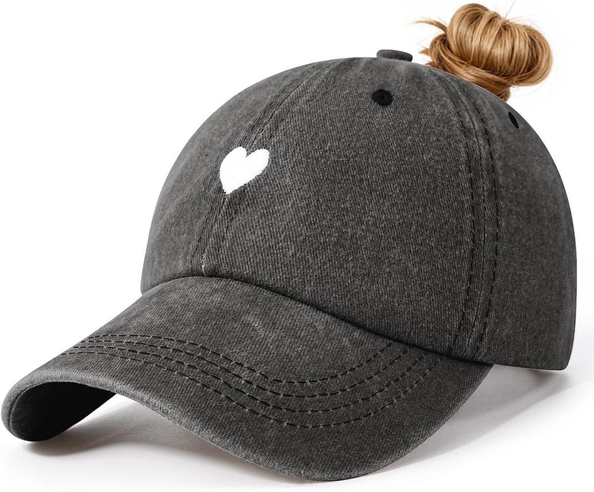 Dames baseballpet paardenstaart vintage dames zonnehoeden zomer verstelbaar met hoge ponystaarten gat geborduurd gewassen zonnehoed unisex