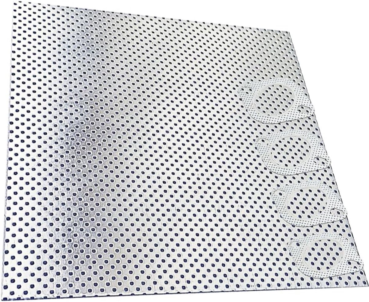 Uitlaatafdichting, dikte 1,6 mm, uitlaat, krommer-afdichting, papier, meerlaagse metalen plaat, universeel, hittebestendig tot 350 graden (20 x 20 cm)