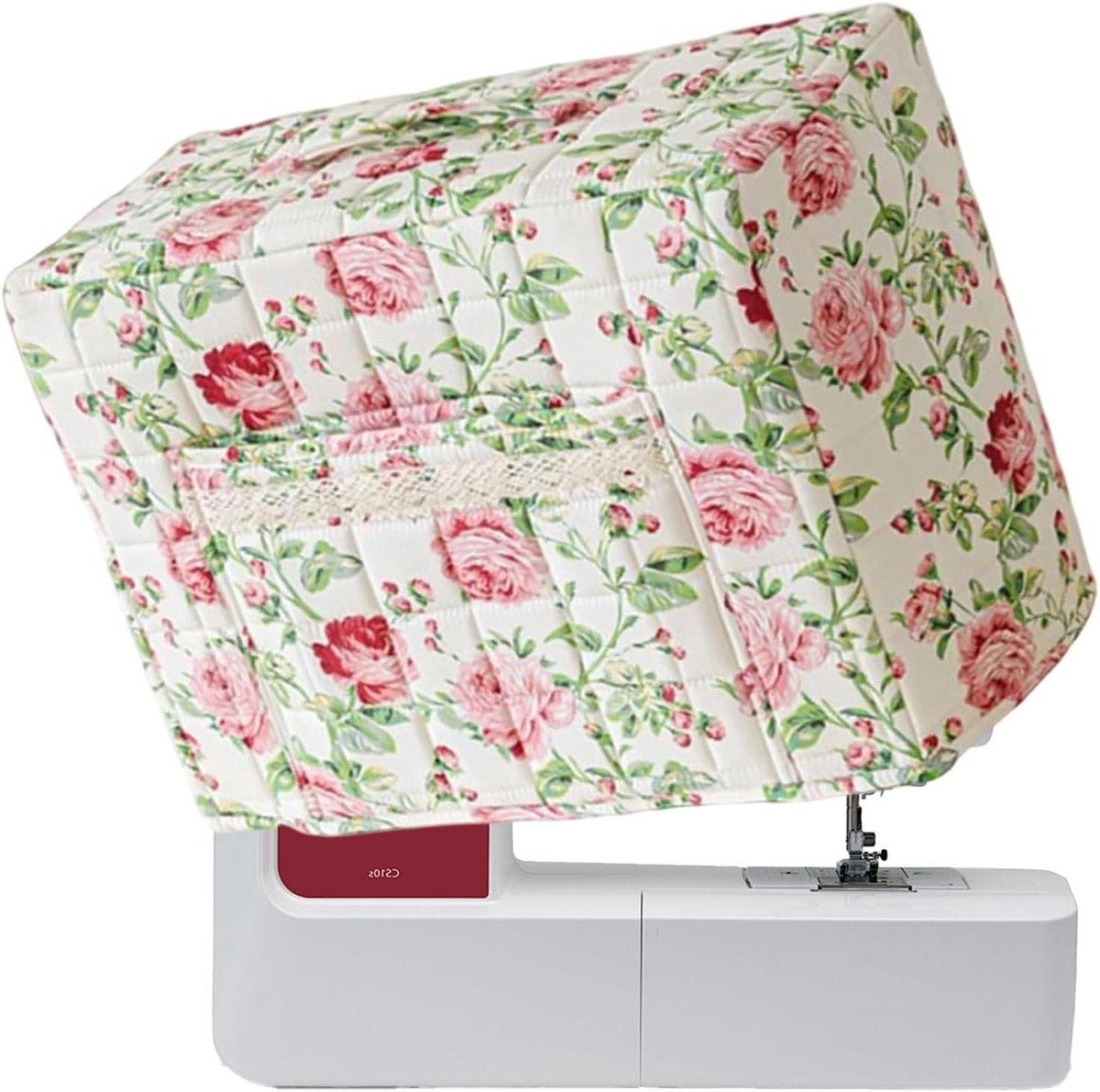 Naaimachinekoffer - Stof Tote - Naaiprojecten Organiseren - Gewatteerd Bloemenpatroon - 43 x 35 x 24 cm - Roze