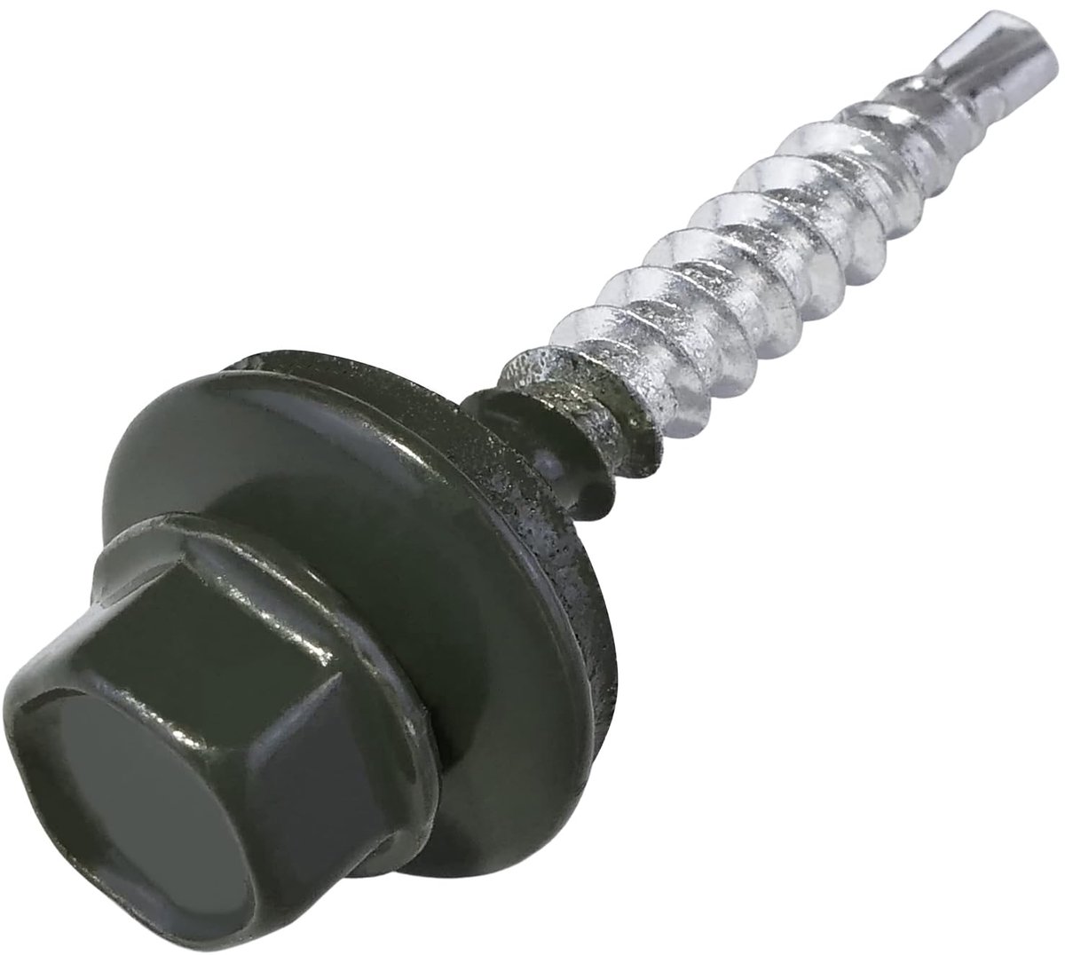 Zelfborende schroeven van metaal tot hout, Ø 4,8 x 35 mm + EPDM-afdichtring, gelakt in antracietgrijs, RAL 7016, kopafdruk 8 mm, zeskant - van staal