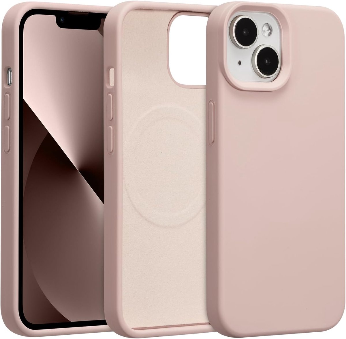 Magnetisch voor iPhone 15 - 15,5 cm (15 - 15,5 cm), vloeibare siliconen telefoonhoes, compatibel met MagSafe, leuke effen kleur, slanke hoes, zachte gladde matte schokbestendige beschermhoes