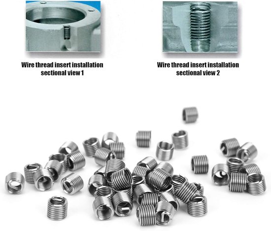 Assortimentsset voor Schroefdraadreparatie-inzet M8 X 1,25 Mm Helicoil-type Schroefdraadinzetstukken Schroefreparatiehuls(1.5D) — afbeelding 4