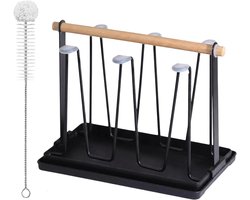 Flessenhouder, 6-Delige Metalen Flessenstandaard met Afdruiprek en Afdruipmat, Multifunctionele Droogrek voor Flessen en Bekers, Compatibel met SodaStream Duo/Terra/Philips