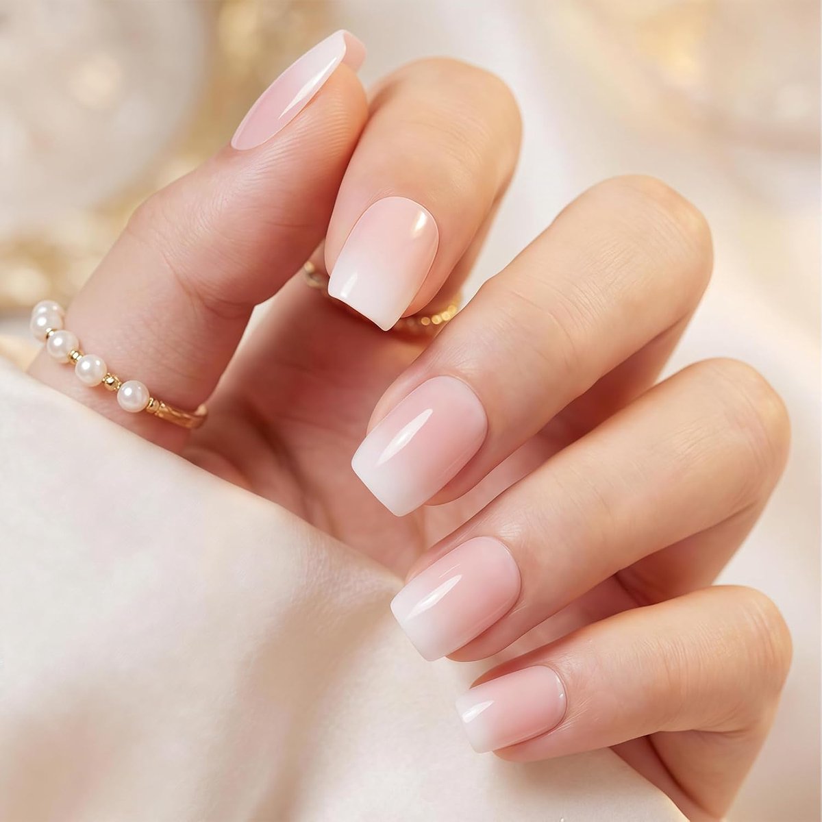 30 stuks press-on nagels, blauw strand, zee-design, kunstnagels met 3D-schelp, stervis en strassteentjes, zomervakantie, nagelset met kleefpads