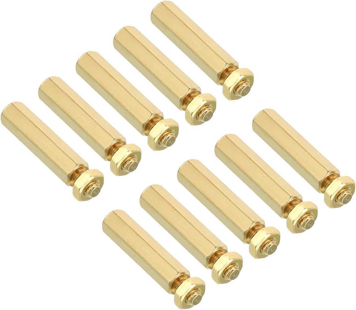 25mm+6mm M4 Standoff schroeven, 80 Pack Messing Hex PCB Standoffs Noten voor Moederborden, Computer Cases, Printplaten, Elektronica, Goud Tone