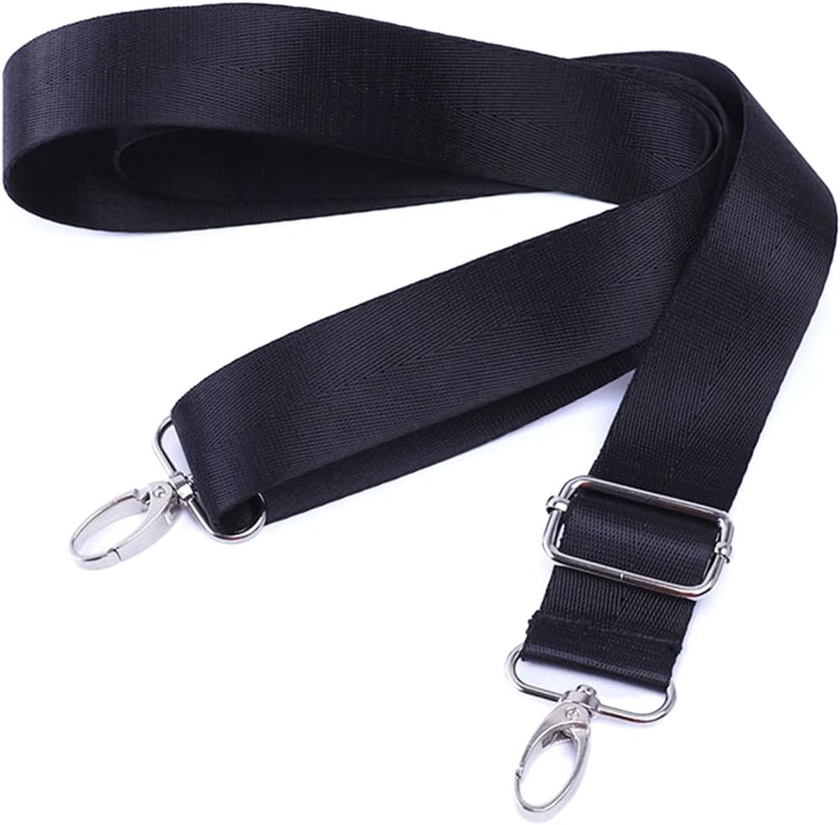 Zwarte schouderriem, verstelbare tasriem, 3,8 cm brede schouderriem, reserveriem, brede verstelbare schouderriem, doe-het-zelf accessoires voor tassen, tassen en schoudertassen