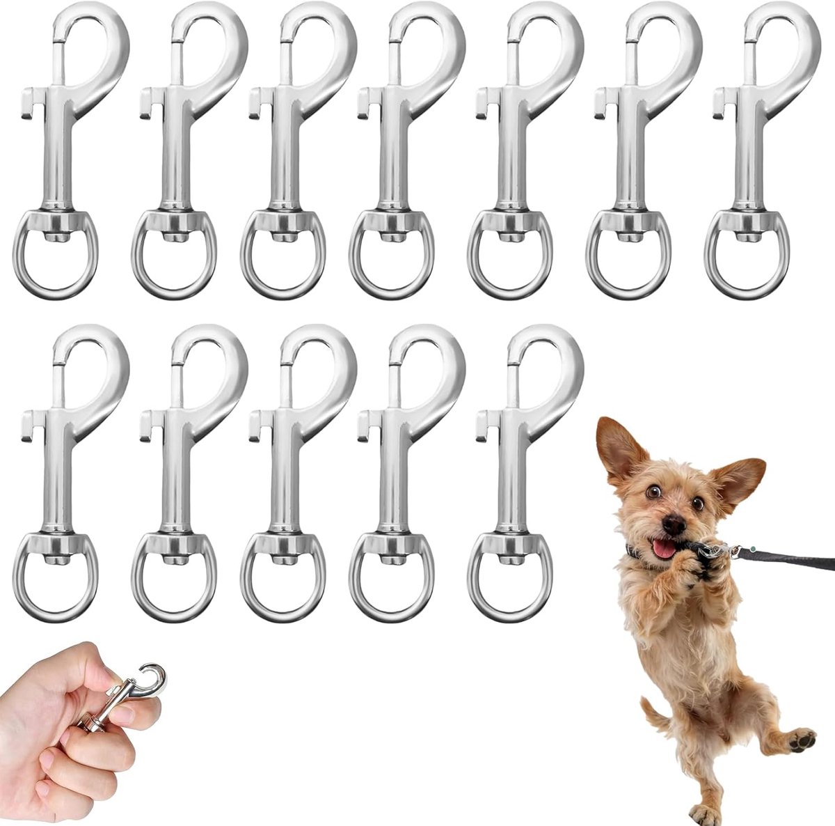 hondenset 12 stuks – Sterke draaibare sluiting voor hondenriem, sleutelhanger, DIY accessoires, zwart, zinklegering – Veilig wandelen met je hond
