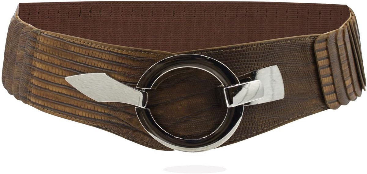 Elastische tailleriem voor dames, 6 cm brede heupriem met zilveren ring
