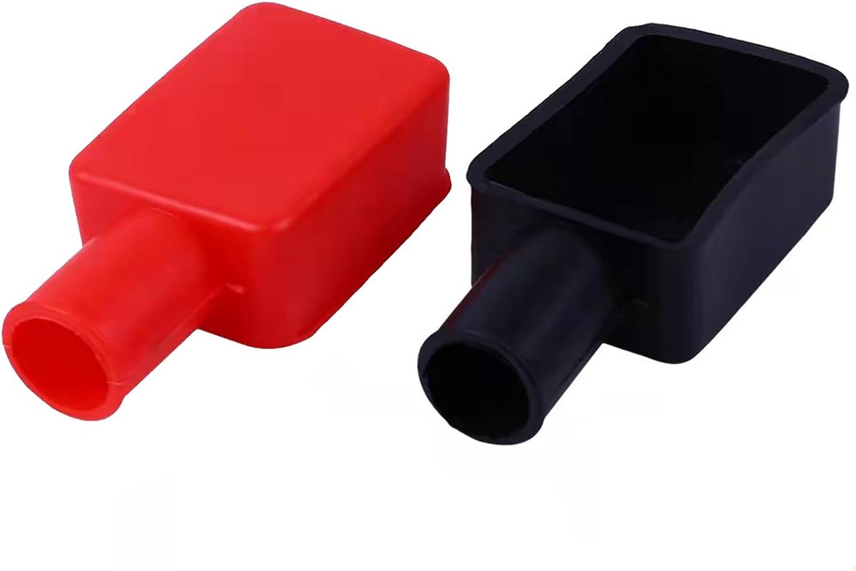 2 x batterijafdekkingen, rood en zwart, positief en negatief, beschermkappen voor accuklemmen, flexibele isolatie, zacht, auto, accuklemmen, afdekking voor motorfiets, auto, vrachtwagen