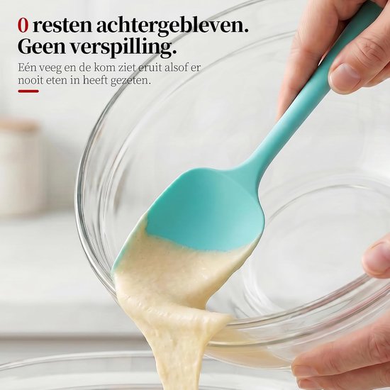 315 °C hittebestendige siliconen deegschrapers, set van 3, turquoise - 29 cm grote siliconen spatel met antiaanbaklaag, flexibele zachte taartschraper, deegspatel voor bakken — afbeelding 4