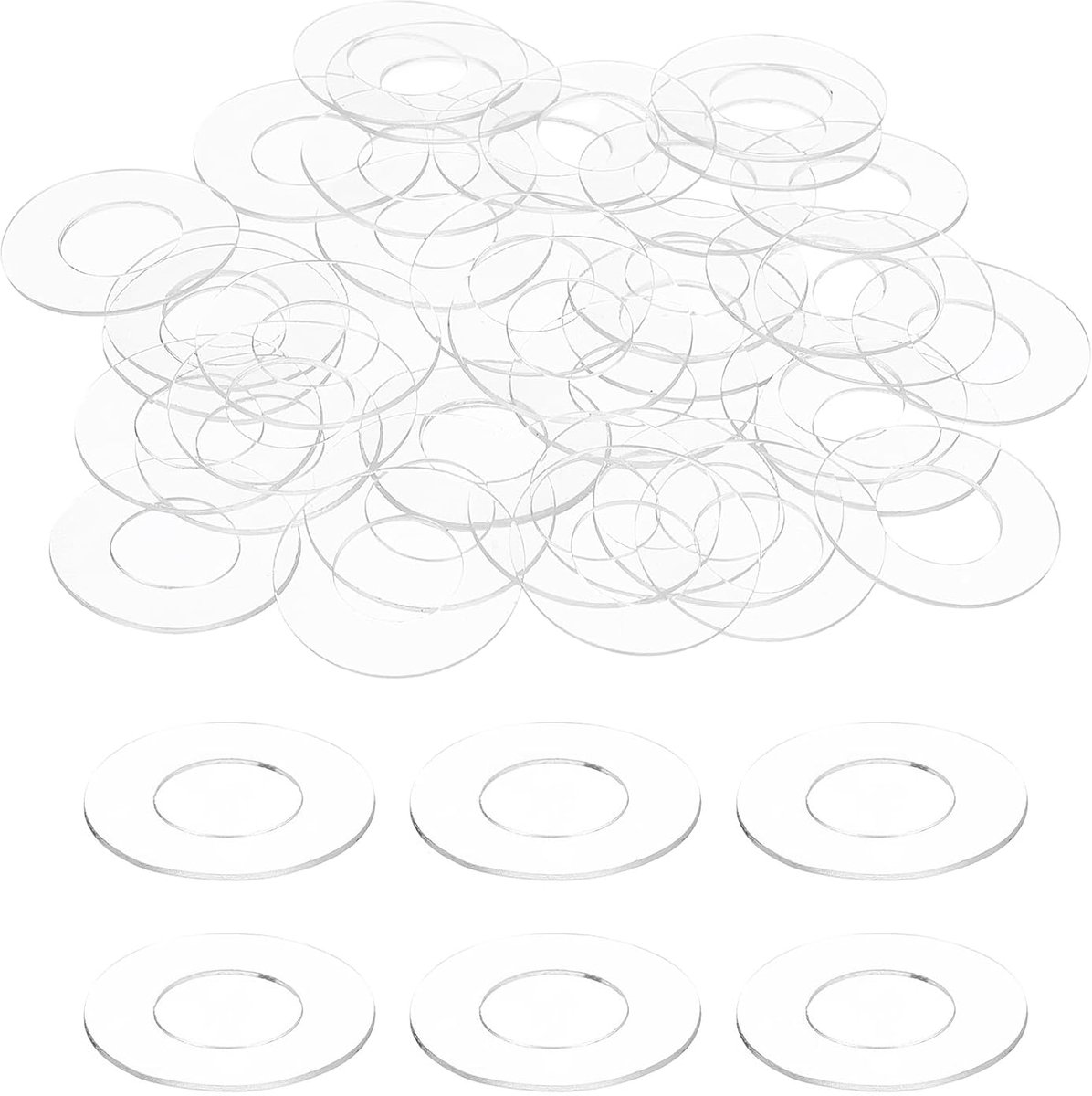 Platte schijven heldere eenvoudige schijf 10 mm binnendiameter 20 mm buitendiameter 0,5 mm dikte ronde platte schijven voor schroeven glazen douchedeurgreep badkamer
