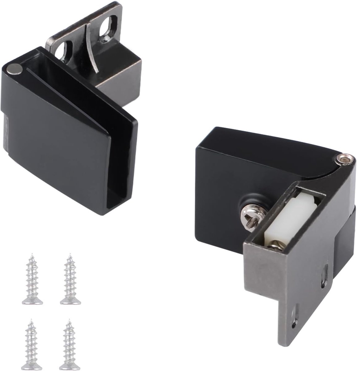 2 stuks glazen deurscharnier, zinklegering frameloos glazen scharnier, 90 graden zijgemonteerde glazen klem met schroeven, voor 3-5 mm dikke deur (zwart)