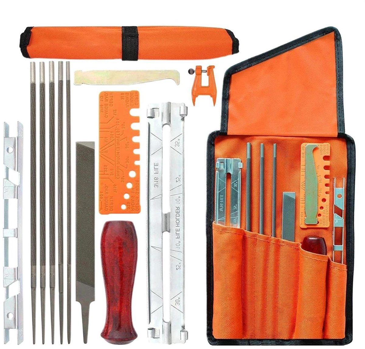Kettingslijper set - Gereedschap slijpen - Onderhoud buiten - 14 delige set - 28 cm pakket - Metaal