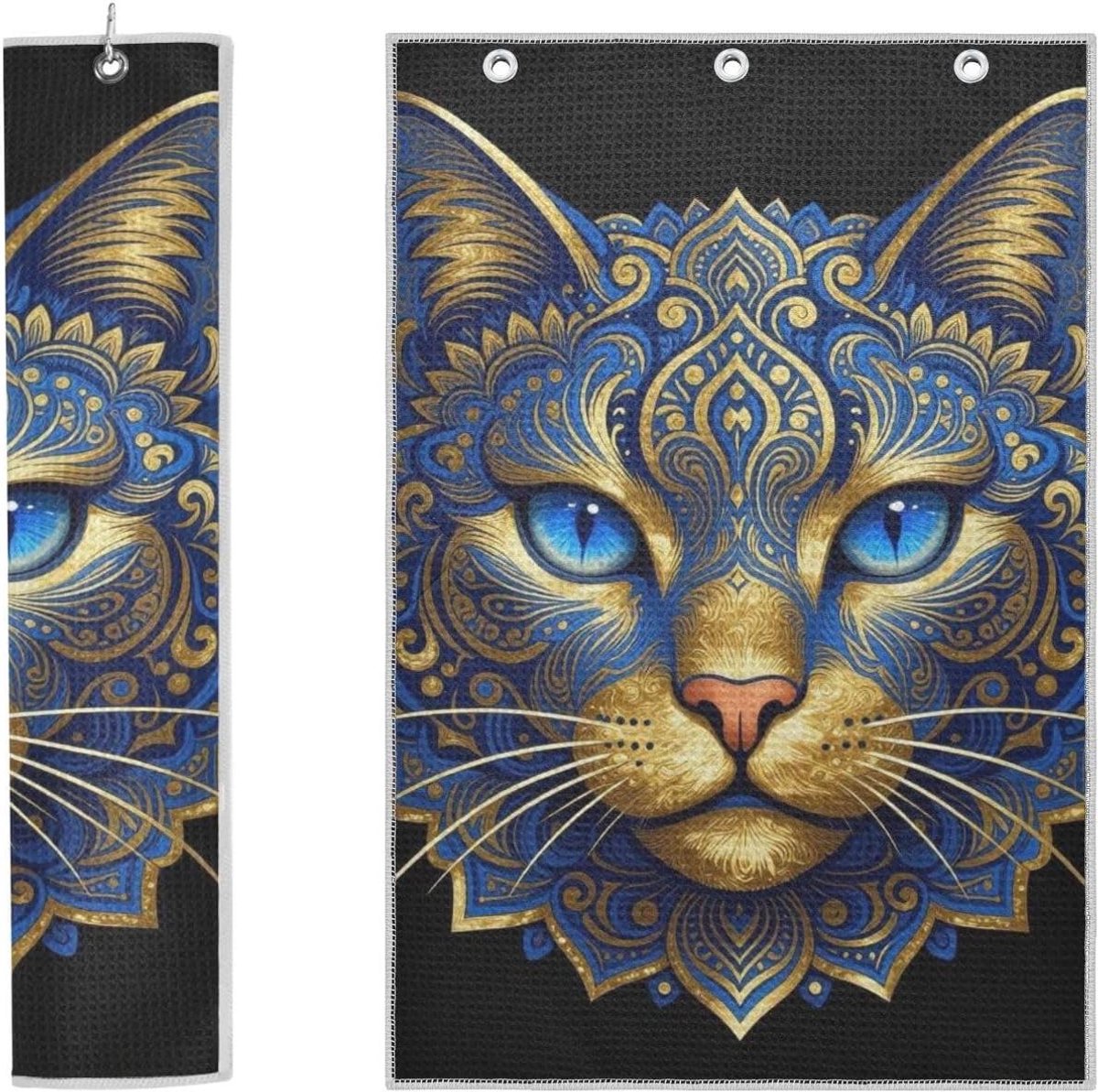 Golf Handdoek - Golfdoek Magnetisch - Golfspel Verbeteren - Wafelpatroon Reiniging - 40x60 cm - Blauw Goud