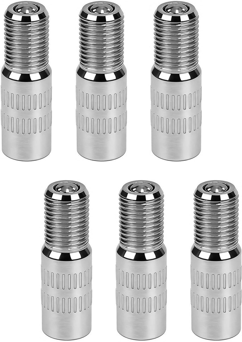 6 stuks 27 mm ventielverlenging, autoventiel, voor standaardventielen, vernikkeld oppervlak voor het vullen van autobanden, scooters en autobanden