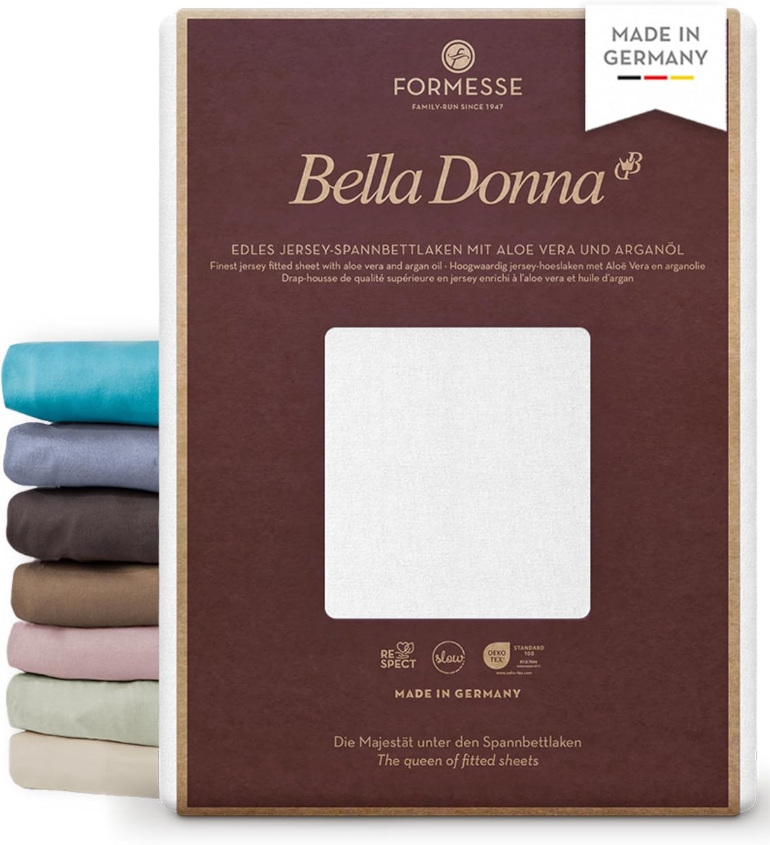 Fitted sheet Bella Donna 200x220-200x240 cm - single jersey wit - ademend en comfortabel - SnelShoppen