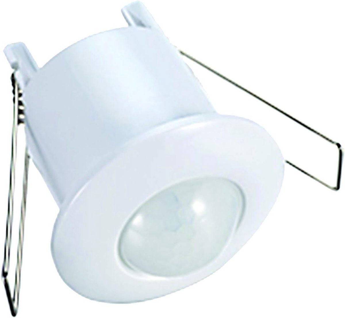 Mini-inbouwbewegingsmelder voor verlaagd plafond 360°, afdekking 6 m diameter bij 2,2 m hoogte, productbreedte 50 mm.