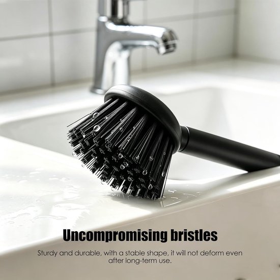set van 3, minimalistische keukenborstel, handig en effectief, afwasborstel, reinigingsborstel, zwart, schoonmaakborstel, design, keukenborstel, keuken en badkamer, afwasborstel, rond — afbeelding 3