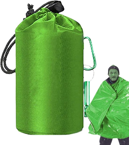Nood Slaapzak - Survival Deken - Outdoor Avontuur - Waterdicht en Winddicht - 135 Gram - Groen — afbeelding 5