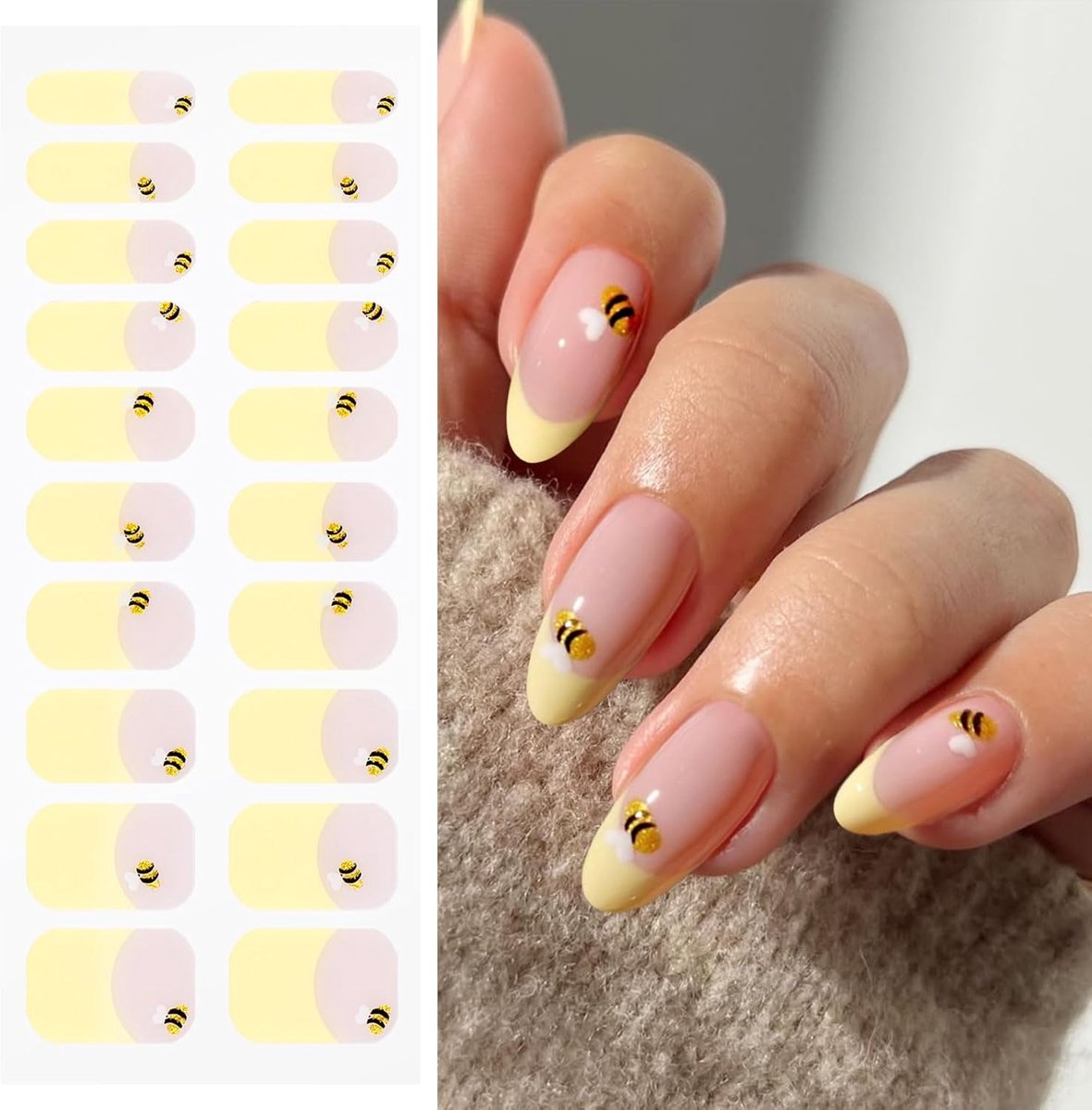 Nagelfolie Gel Nail Art Sticker - French Tip met Bijtje - Makkelijk aan te brengen - ShopVlot