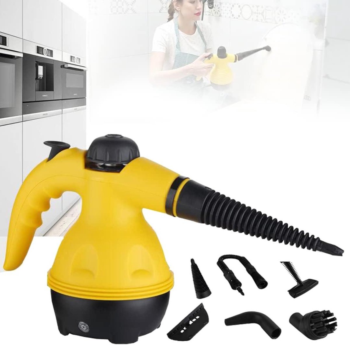 Stoomreiniger Handheld - Stoomapparaat Draagbaar - Grondig Reinigen - Hoge Temperatuur Stoom - 350 ml - Geel Zwart