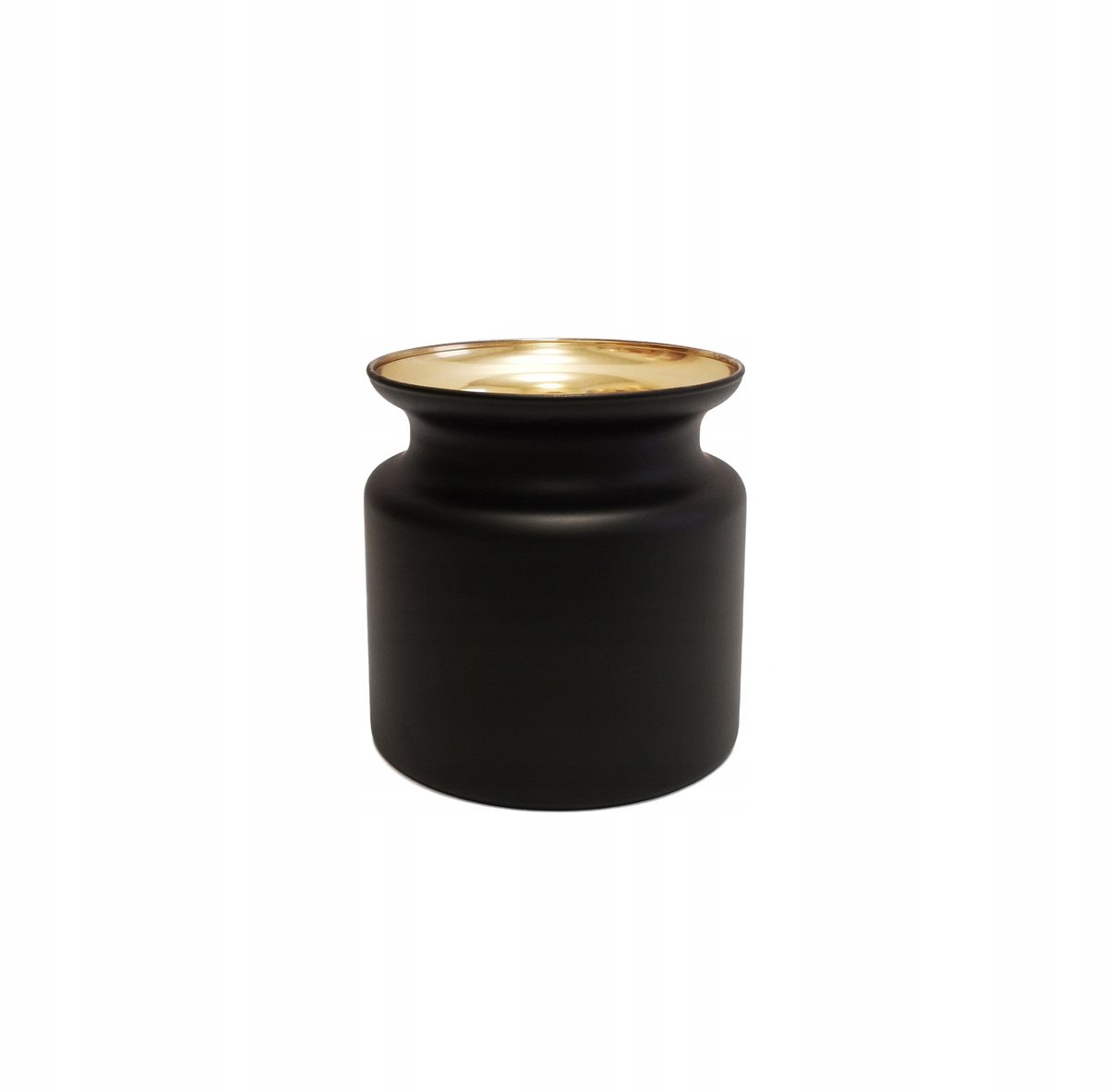 Zwarte Decoratieve Vaas met Gouden Metallic Afwerking 15x14 cm