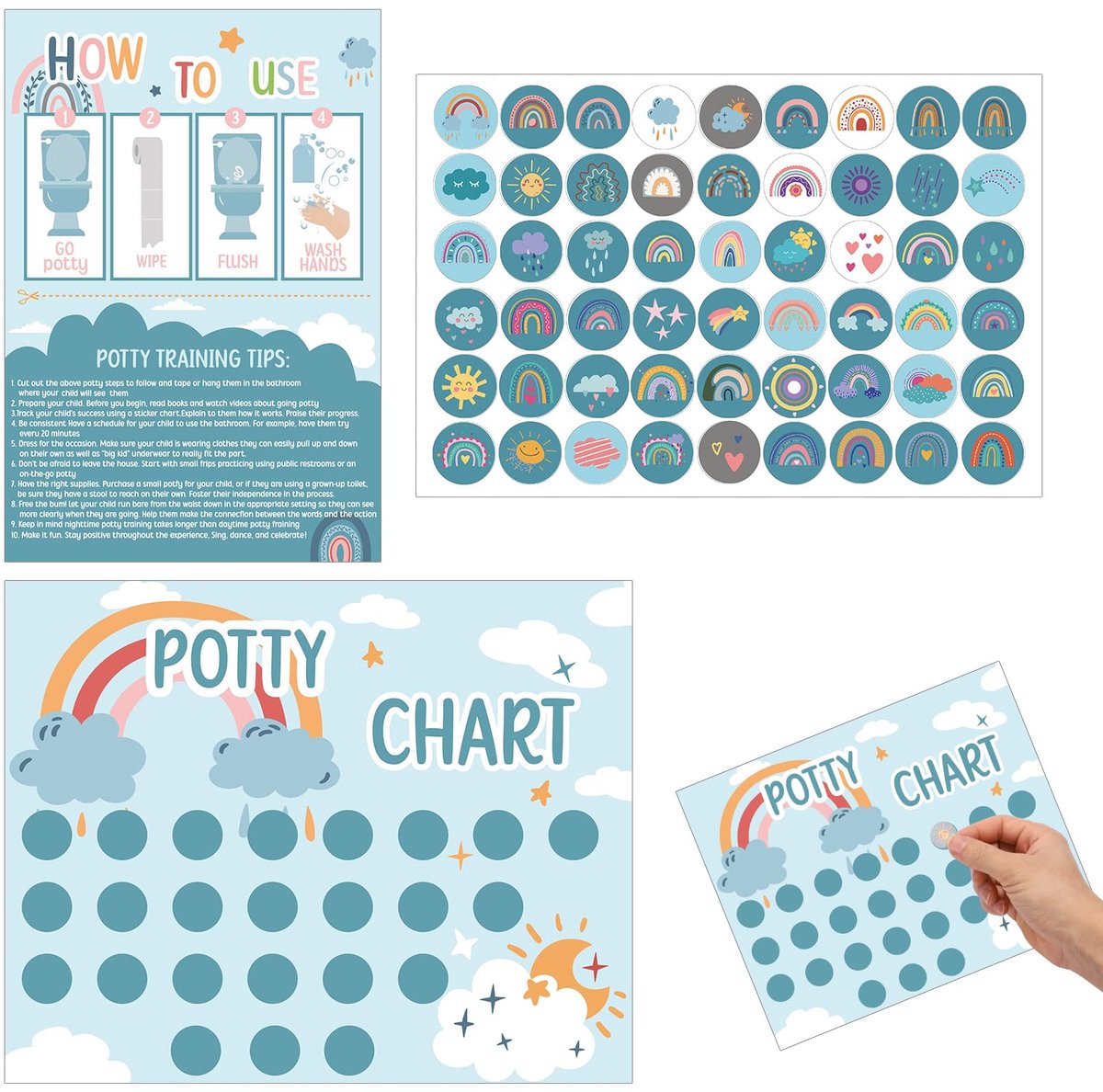 Zindelijkheidstrainingskaart Peuters - Boho Beloningskaart met Stickers - Leuk en Motiverend - Voor Jongens en Meisjes - ShopVlot