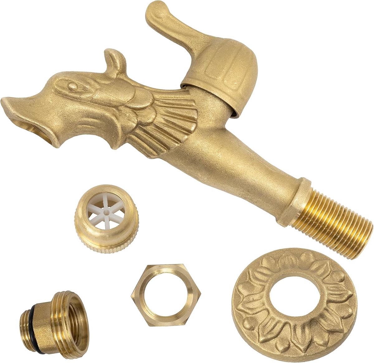 Basin kraan 1/2 inch - retro messingen draakkop - decoratieve levers - luxe uitstraling voor badkamer of tuin - SnelShoppen