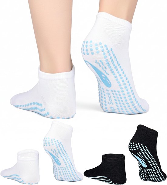 Yogasokken Dames Heren - Antislip Sokken - Thuis Sporten - Ademend Materiaal - 2-4 Paar - Zwart Grijs — afbeelding 5