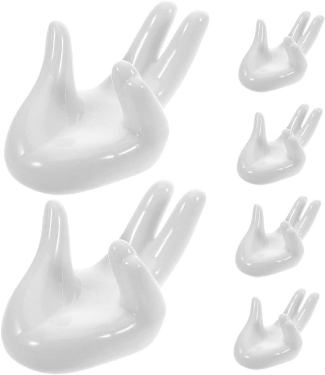 Eierdopjes Set - Ei Houder - Ontbijt Presentatie - Hand Vorm Design - 7.5 cm - Wit