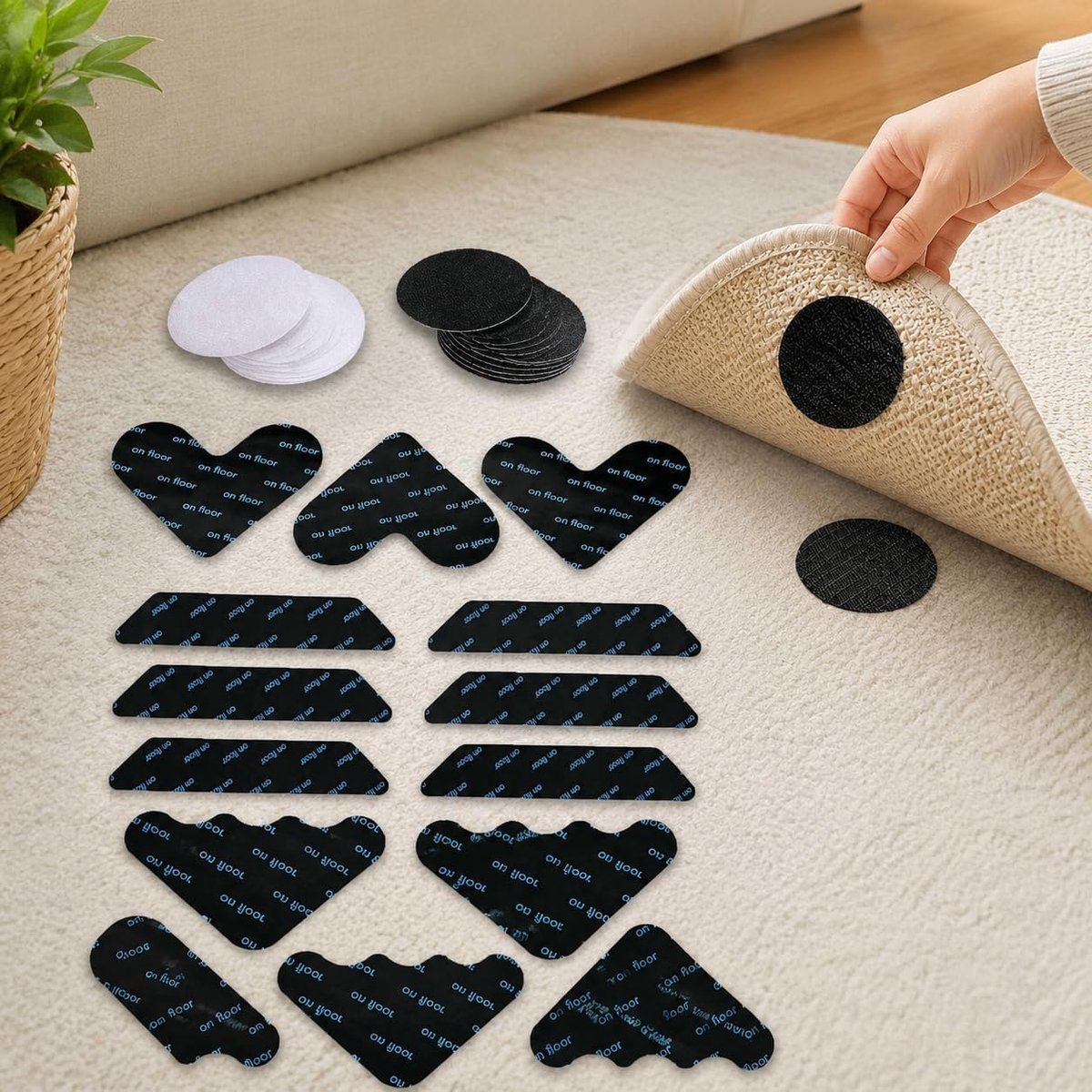 Antislip onderlegger set voor meubels en tapijten - 24-delige antislip pads in drie vormen - herbruikbaar - SnelShoppen
