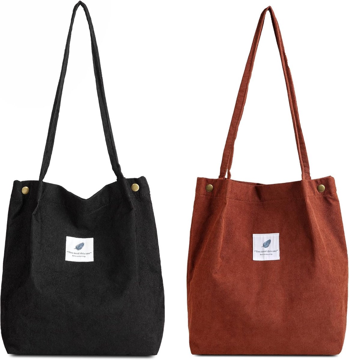 Schoudertas dames - 2-delige cord tas - handige schoudertas - perfect voor dagelijks gebruik - SnelShoppen