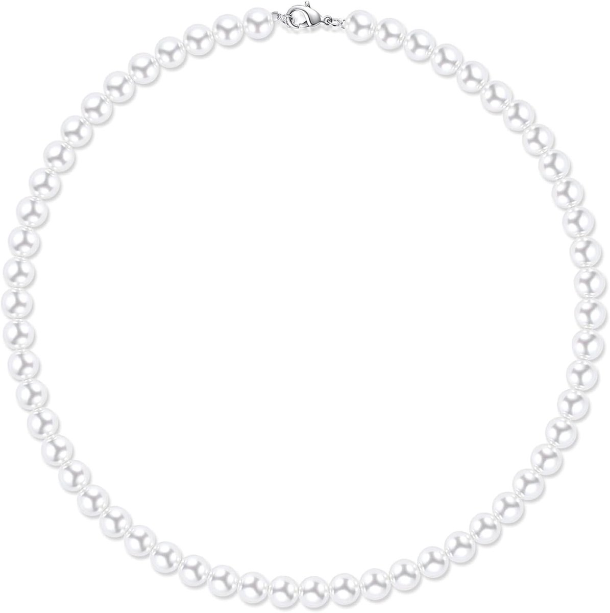 Parelsnoer 6 mm/8 mm - Witte kunstparels - 40-60 cm - Stijlvolle uitstraling voor hem en haar - SnelShoppen