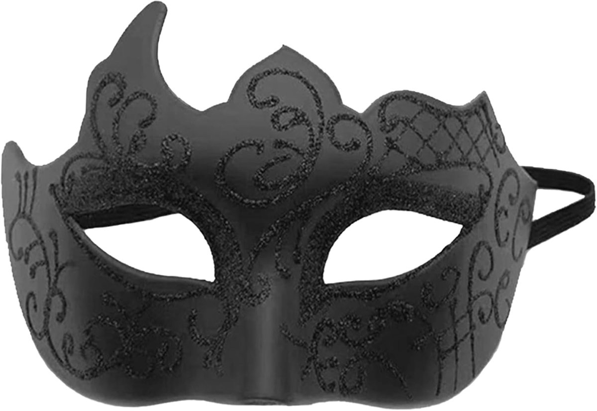 Venetiaans masker zwart met ornamenten - luxe design - perfect voor carnaval - SnelShoppen