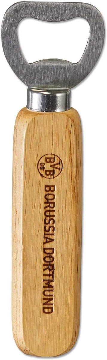 Bottle opener 10 cm - BVB flessenopener - grijs met houten handvat - perfect voor Borussia Dortmund fans - SnelShoppen