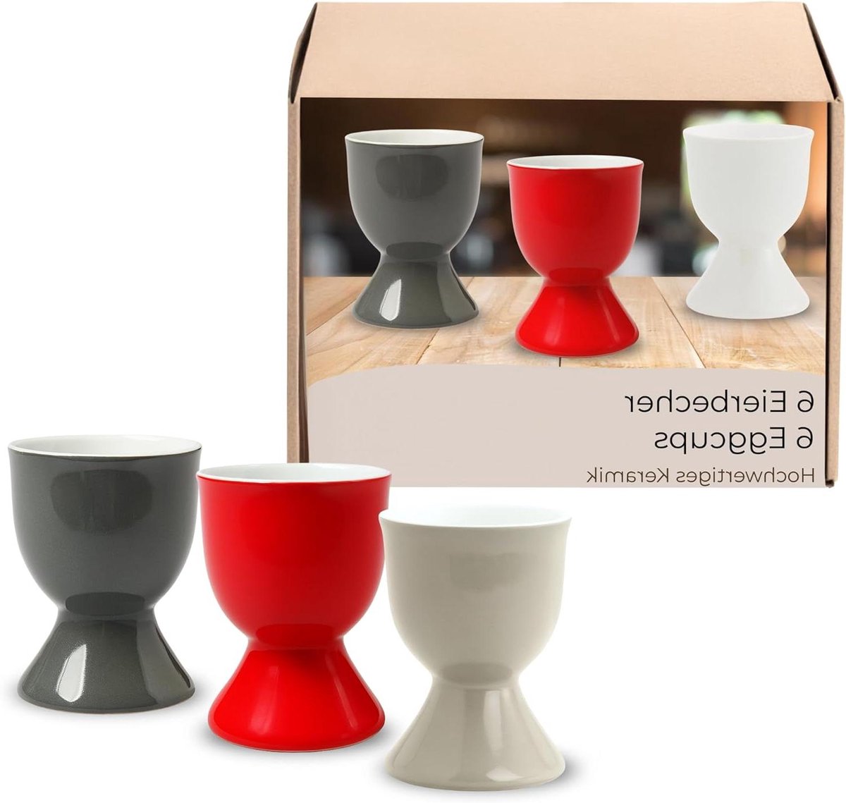 Eierdopjes Set - Eierhouders Keramiek - Ontbijt Tafel Dekken - Vaatwasmachinebestendig - 6 stuks - Mix van Kleuren