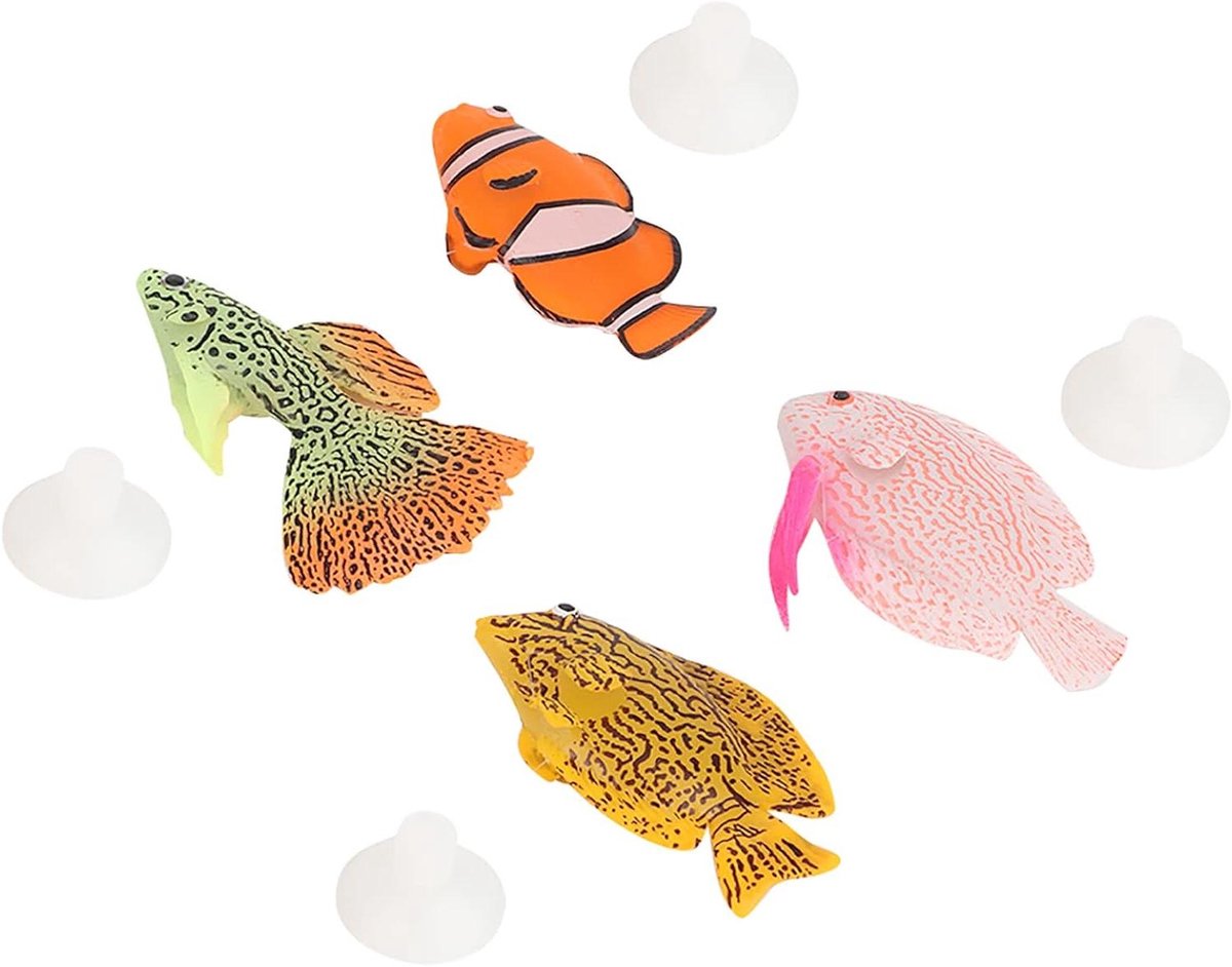 Kunstmatige Vissen Set - Nep Vissen Aquarium - Aquarium Decoratie - Realistisch Drijvend Ontwerp - 4 Stuks - Roze