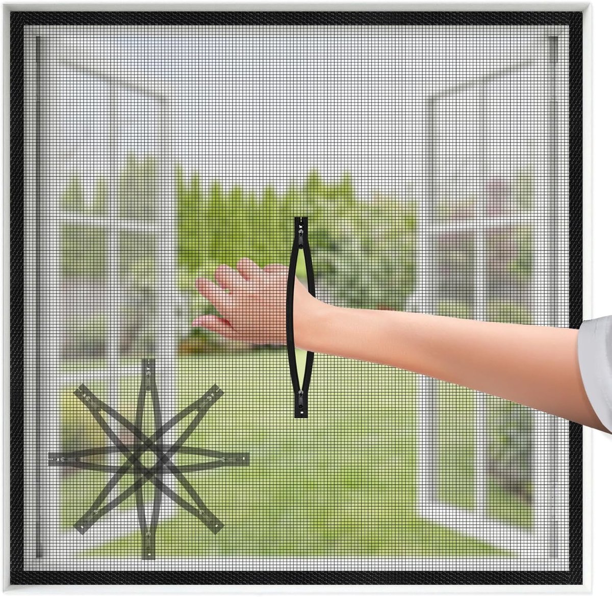 Vliegengaas met rits 100 x 130 cm - verstelbaar zonder boren - insectenwerend muggennet - eenvoudig te plaatsen - SnelShoppen